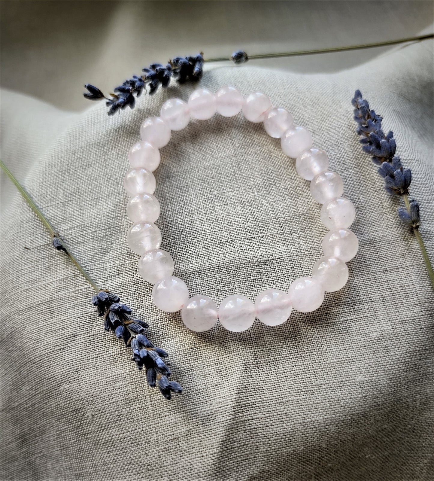 Quartz Rose - Bracelet Boule 8mm
