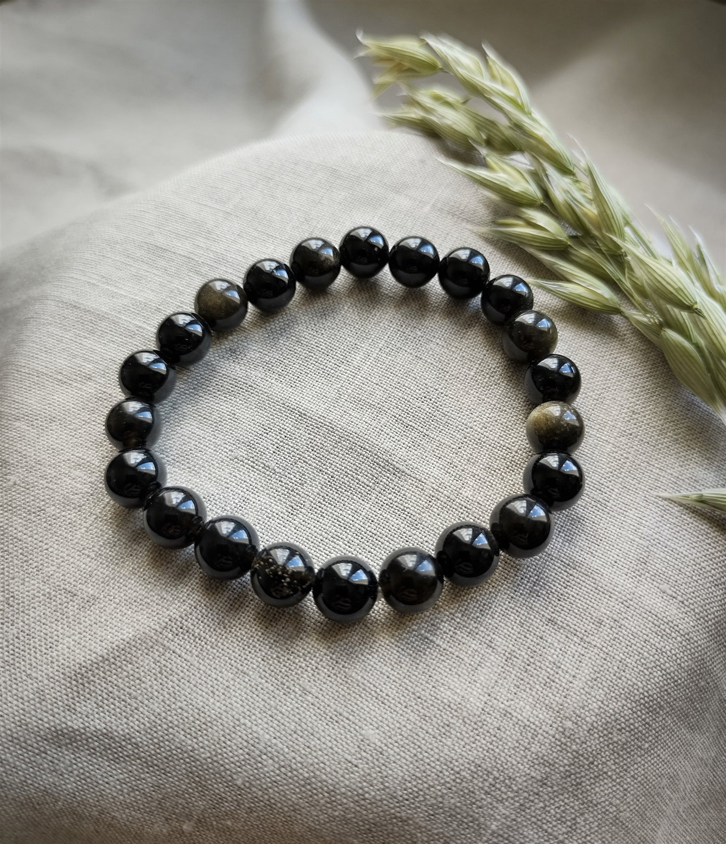 Obsidienne Dorée - Bracelet Boule 8mm