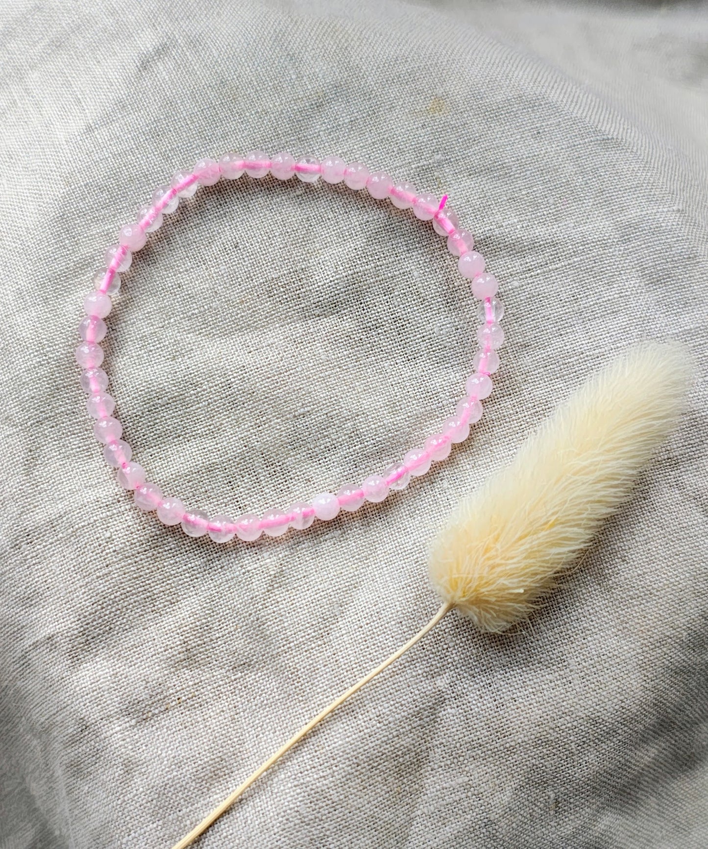 Quartz Rose - Bracelet Boule 4mm