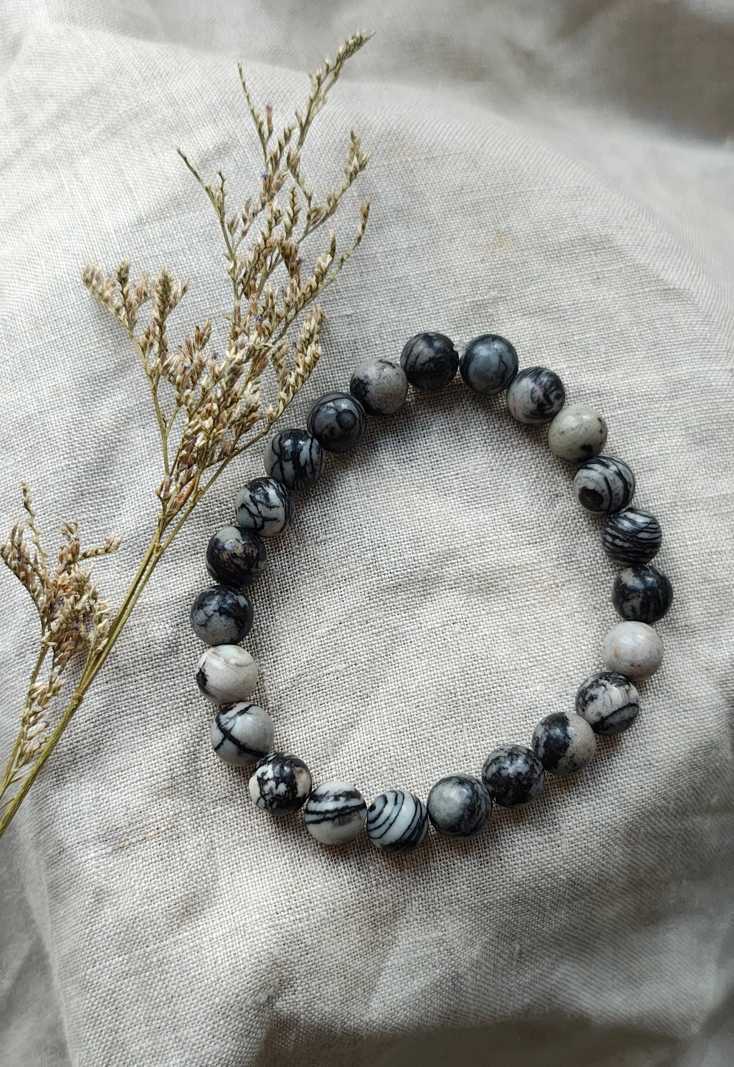 Jaspe Toile d'Araignée - Bracelet Boule 8 mm