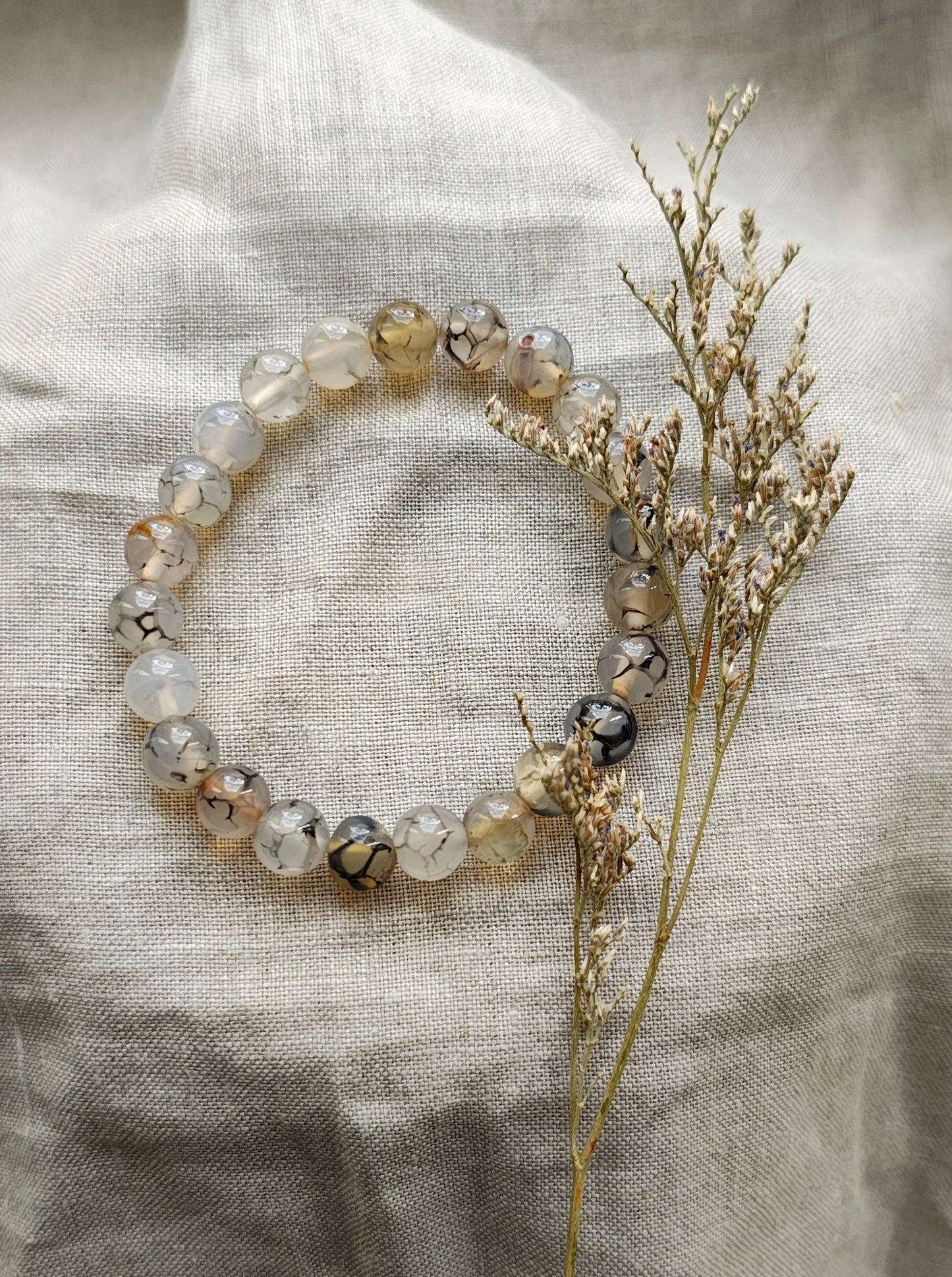 Agate Dragon - Bracelet Boule 8mm