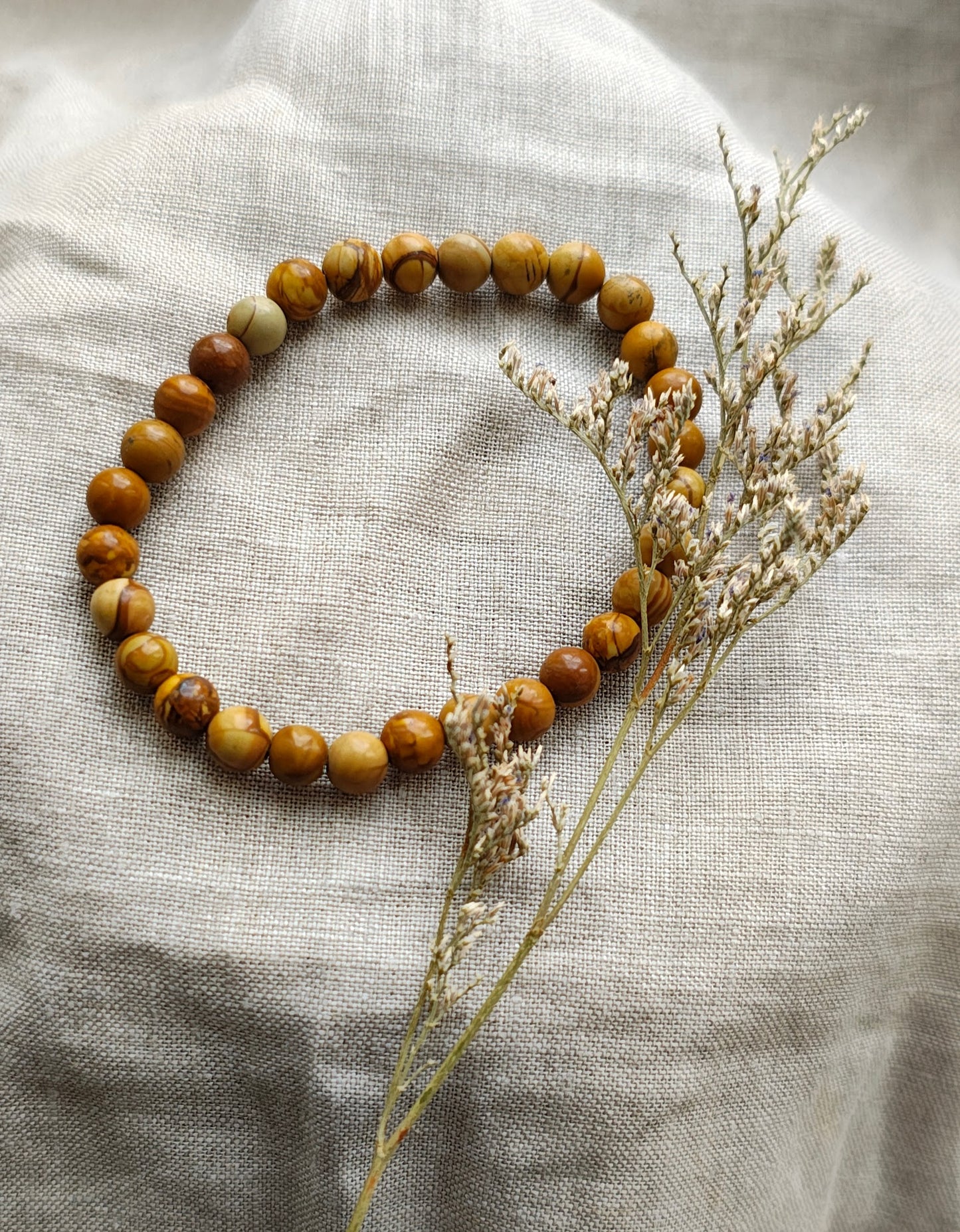 Jaspe Bois - Bracelet Boule 6 mm