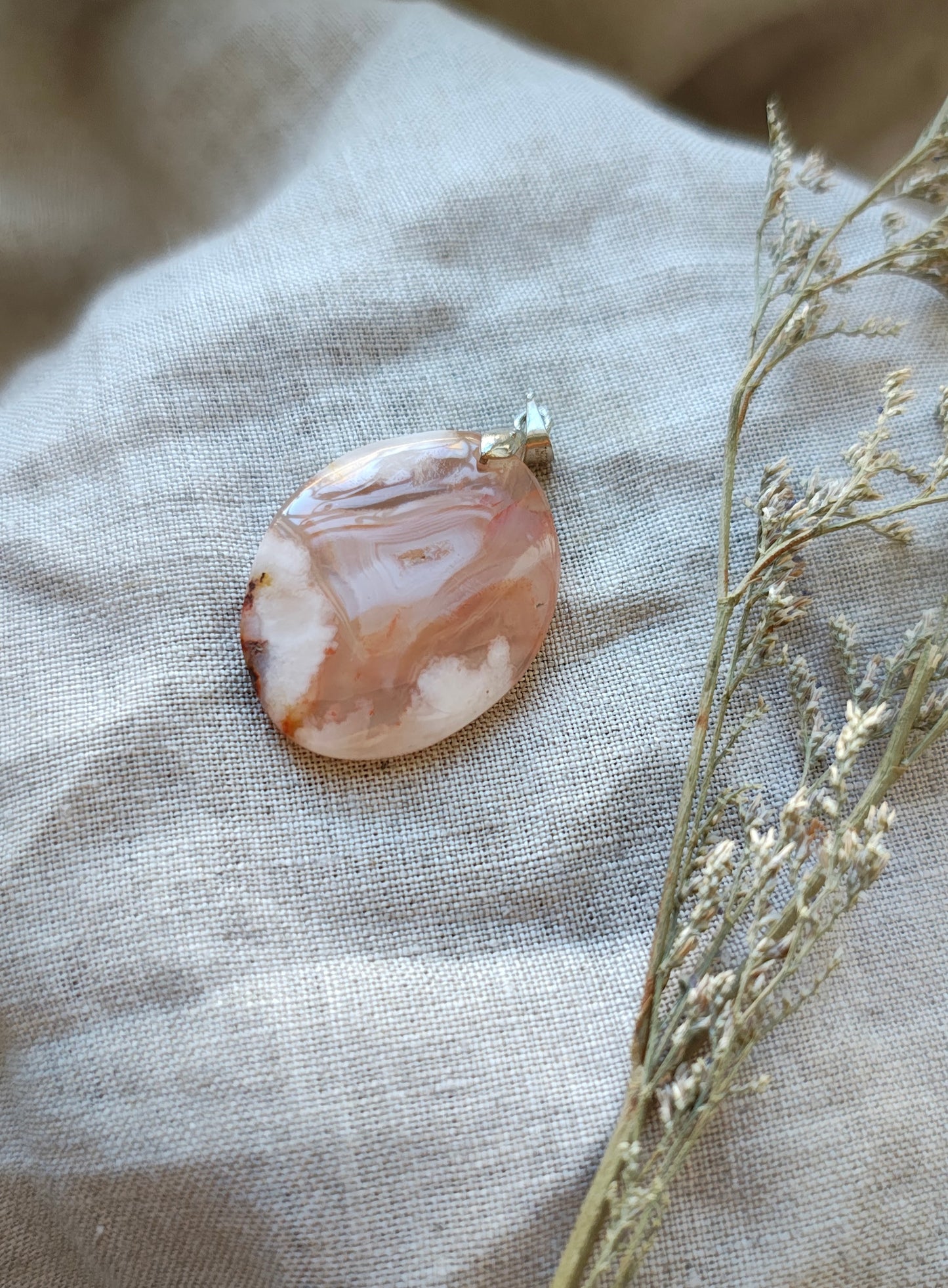 Agate Fleur de Cerisier - Pendentif - Modèle A