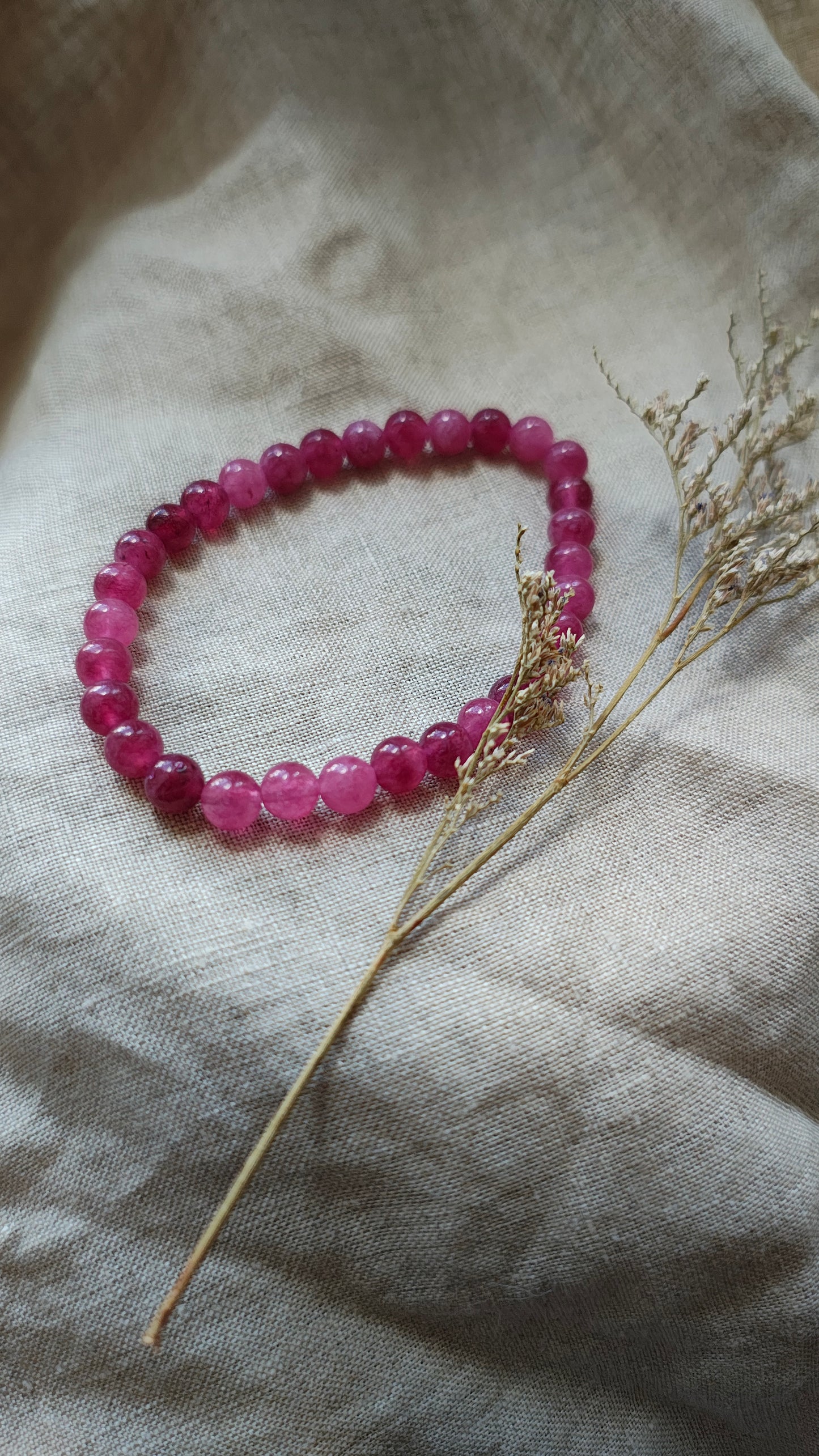 Quartz Fraise - Bracelet Boule 6mm