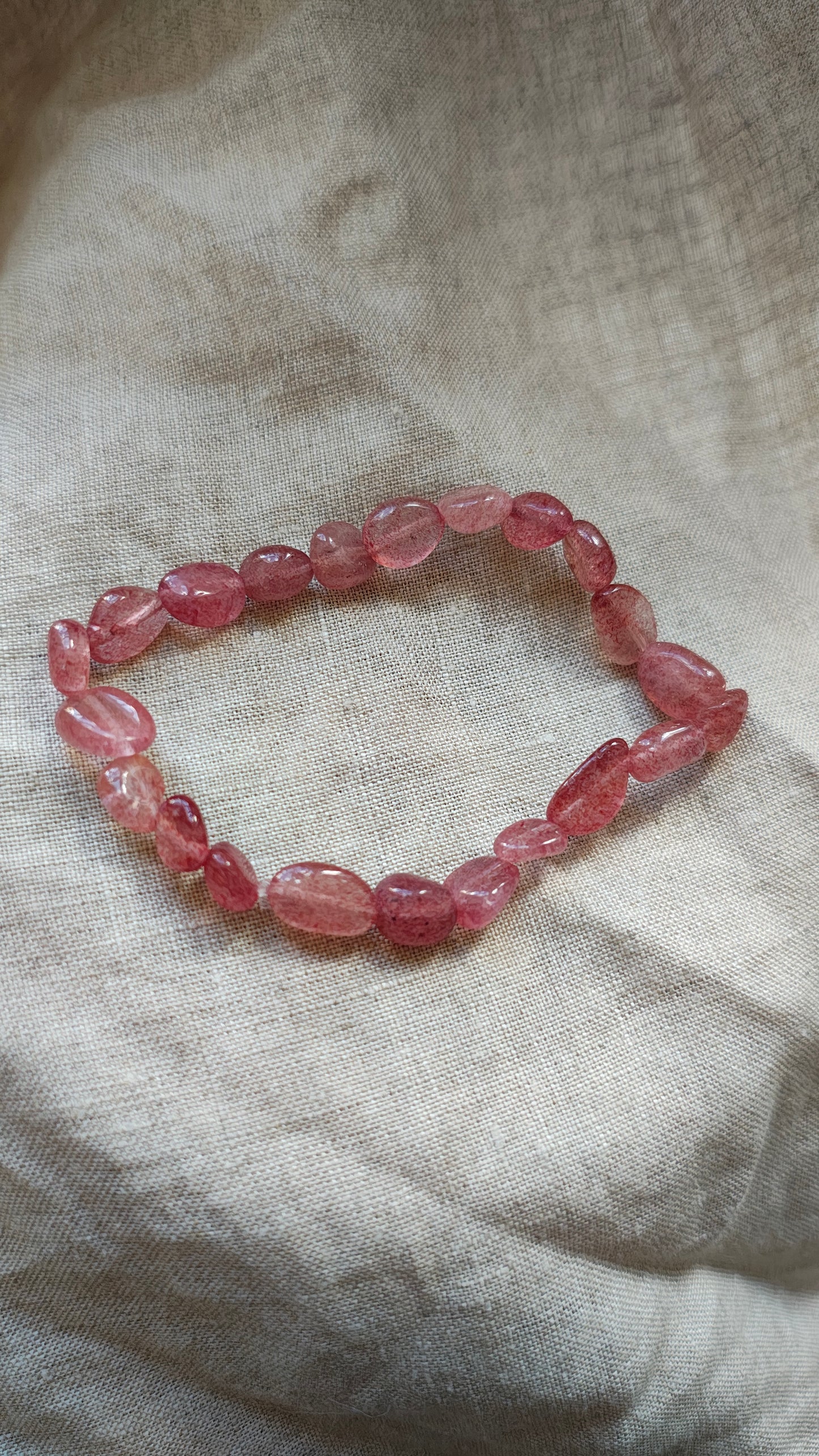 Quartz Fraise - Bracelet Pierres Roulées