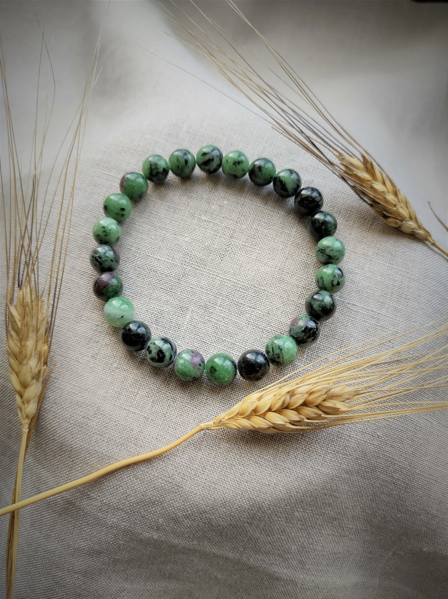 Rubis sur Zoïsite - Bracelet Boule 8mm