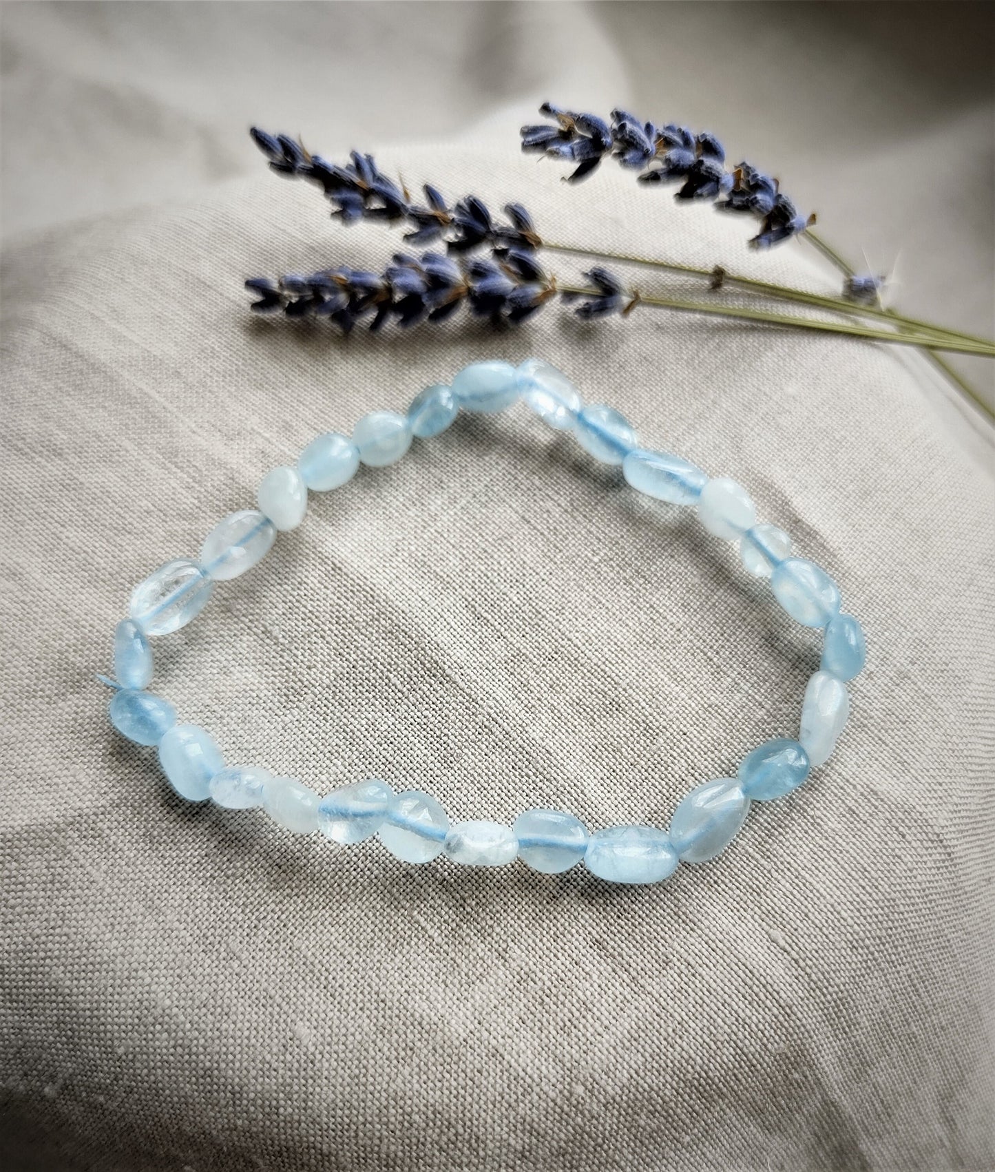 Aigue Marine- Bracelet Pierres Roulées