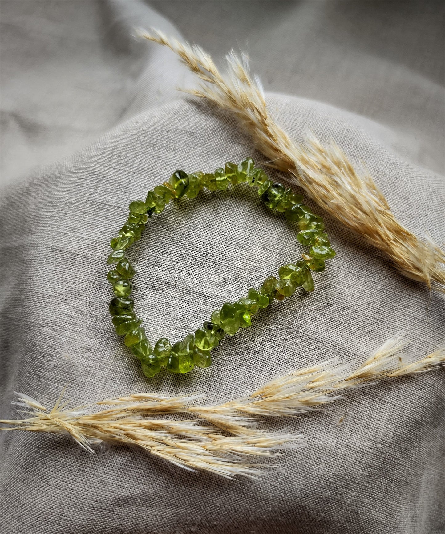 Péridot - Bracelet Chips - Lithothérapie - Pierres Naturelles