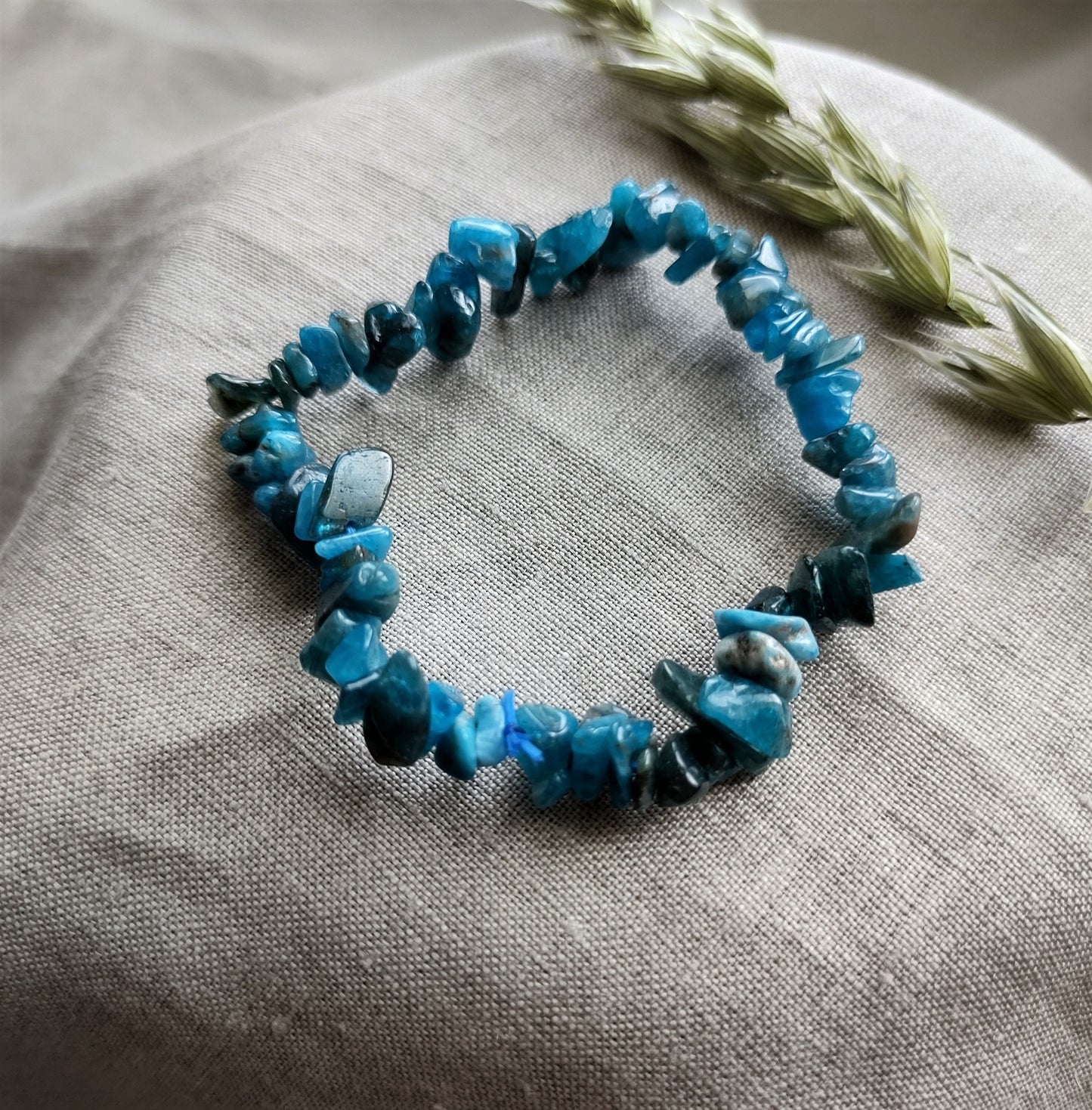 Apatite Bleue - Bracelet Chips - Lithothérapie - Pierres Naturelles