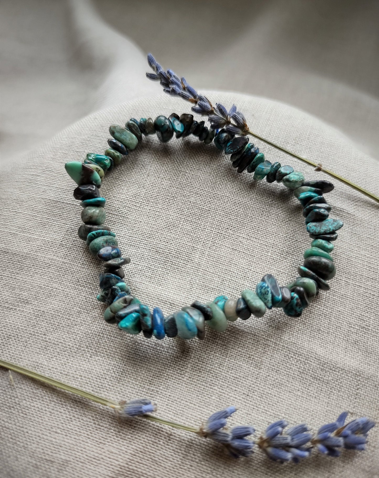 Chrysocolle - Bracelet Chips - Lithothérapie - Pierres Naturelles