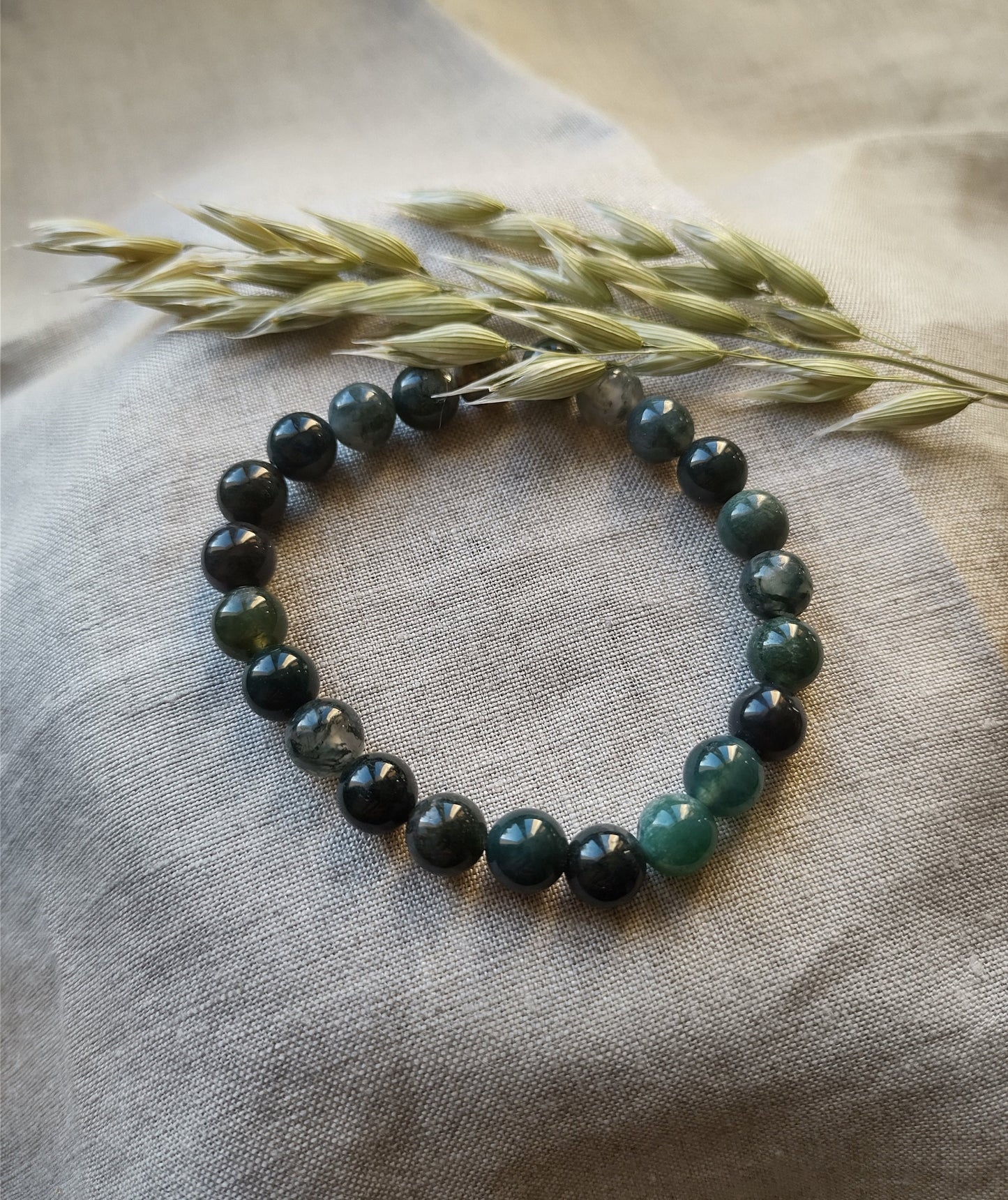 Agate Mousse - Bracelet Boule 8mm