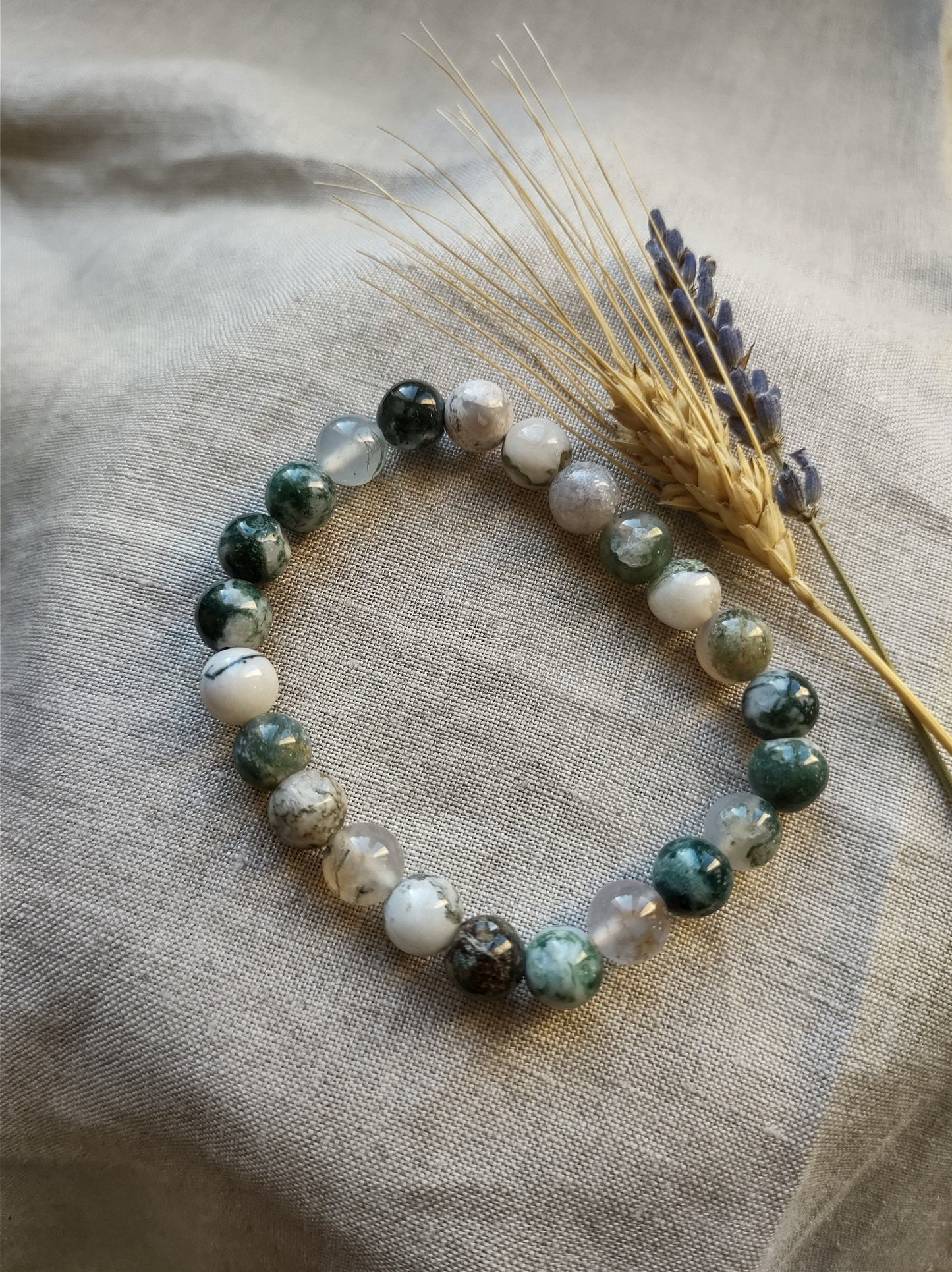 Agate Arbre - Bracelet Boule 8mm