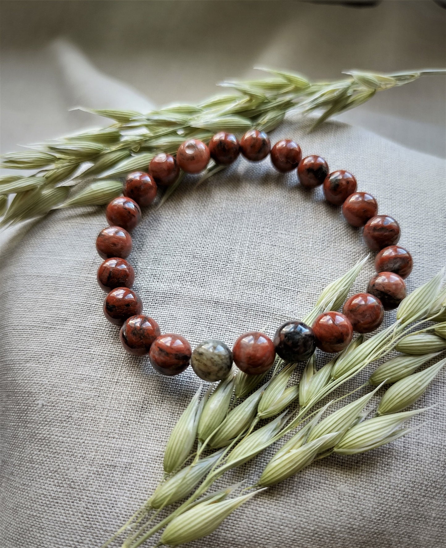 Jaspe Breschia - Bracelet 8mm - Lithothérapie - Pierres Naturelles