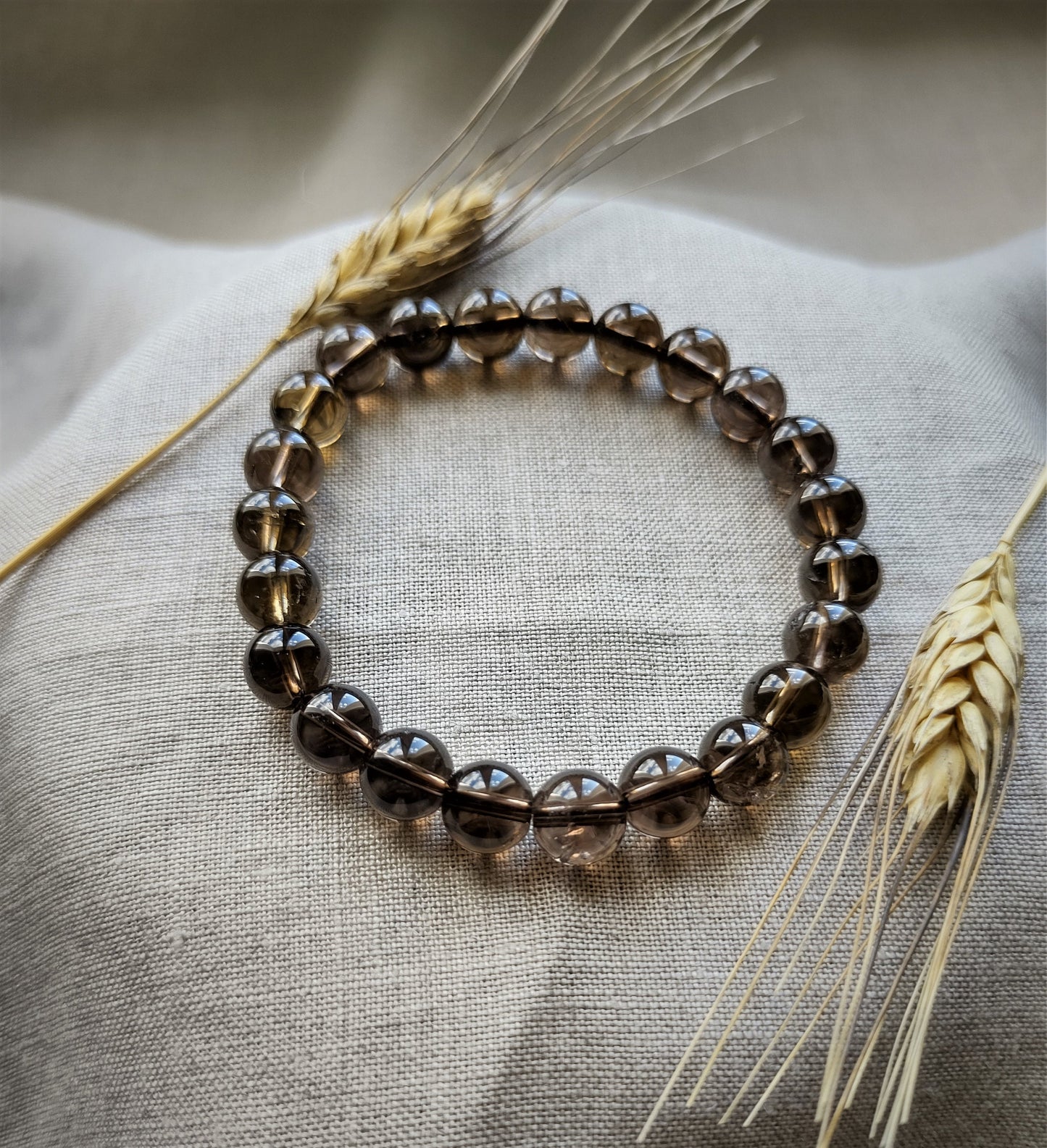 Quartz Fumé - Bracelet Boule 8mm