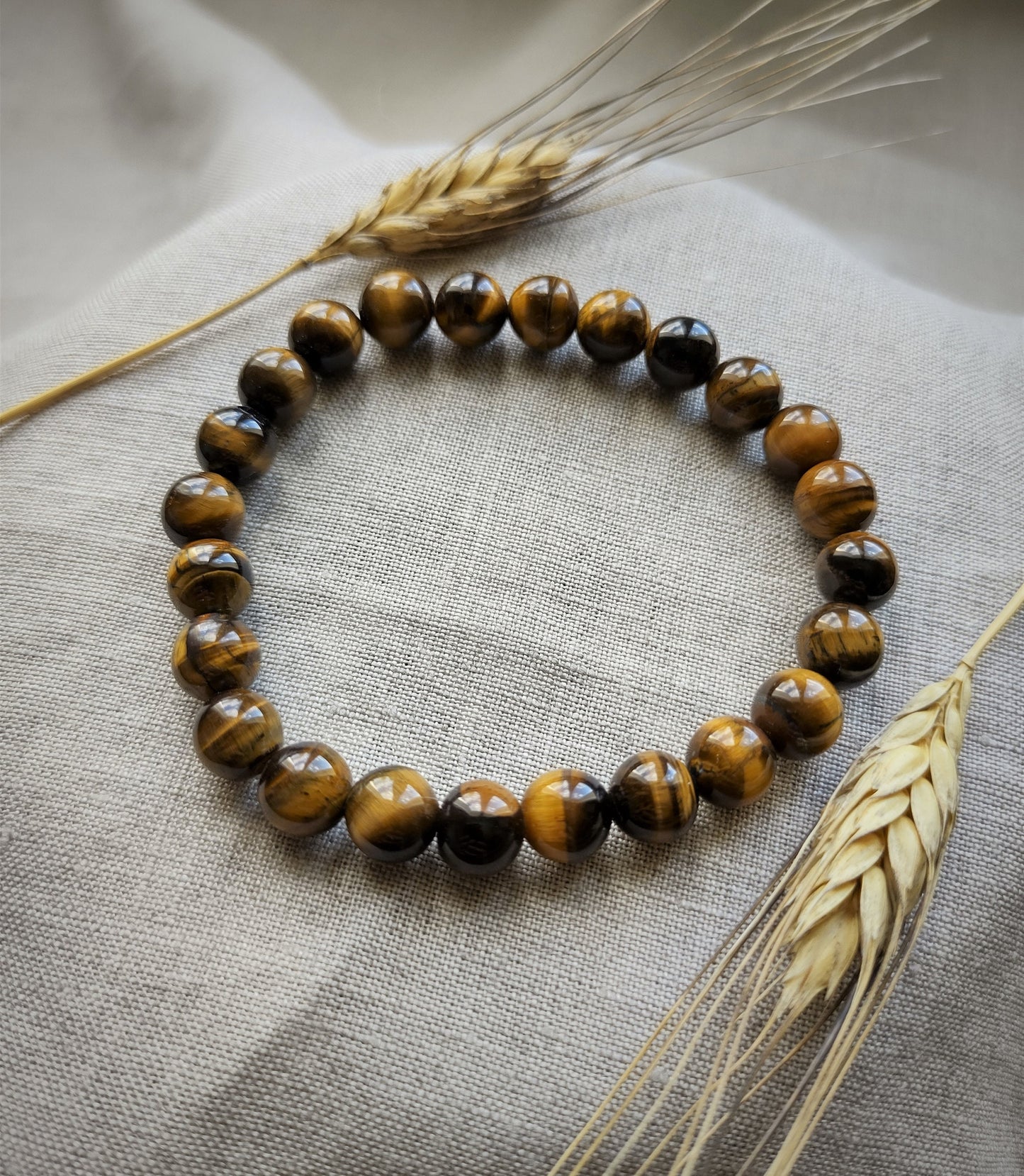 Oeil de Tigre - Bracelet 8 mm - Lithothérapie - Pierres Naturelles