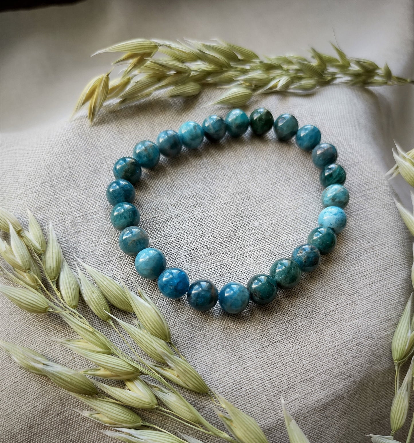 Apatite Bleue - Bracelet Boule 8mm