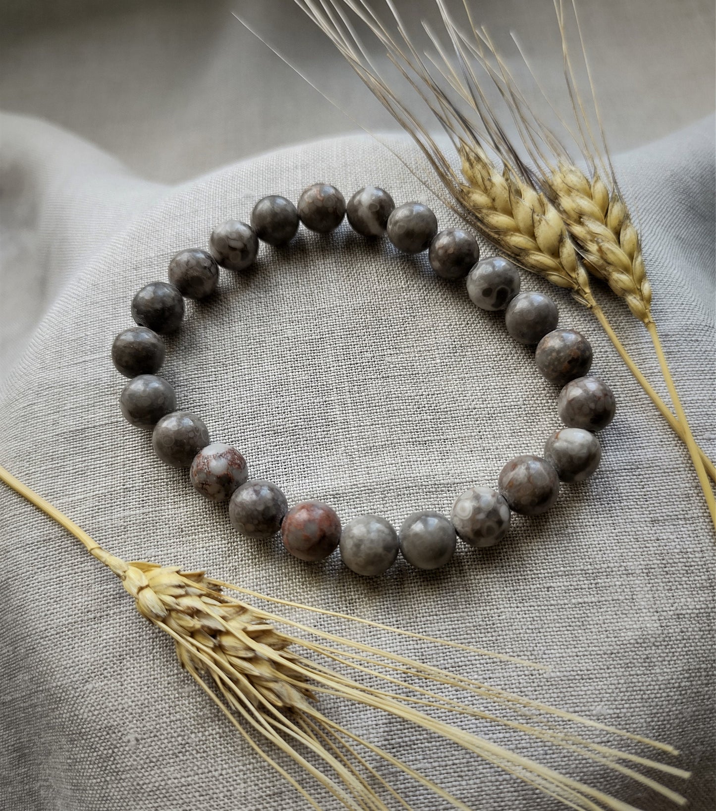 Agate Fossile - Bracelet 8mm - Lithothérapie - Pierres Naturelles