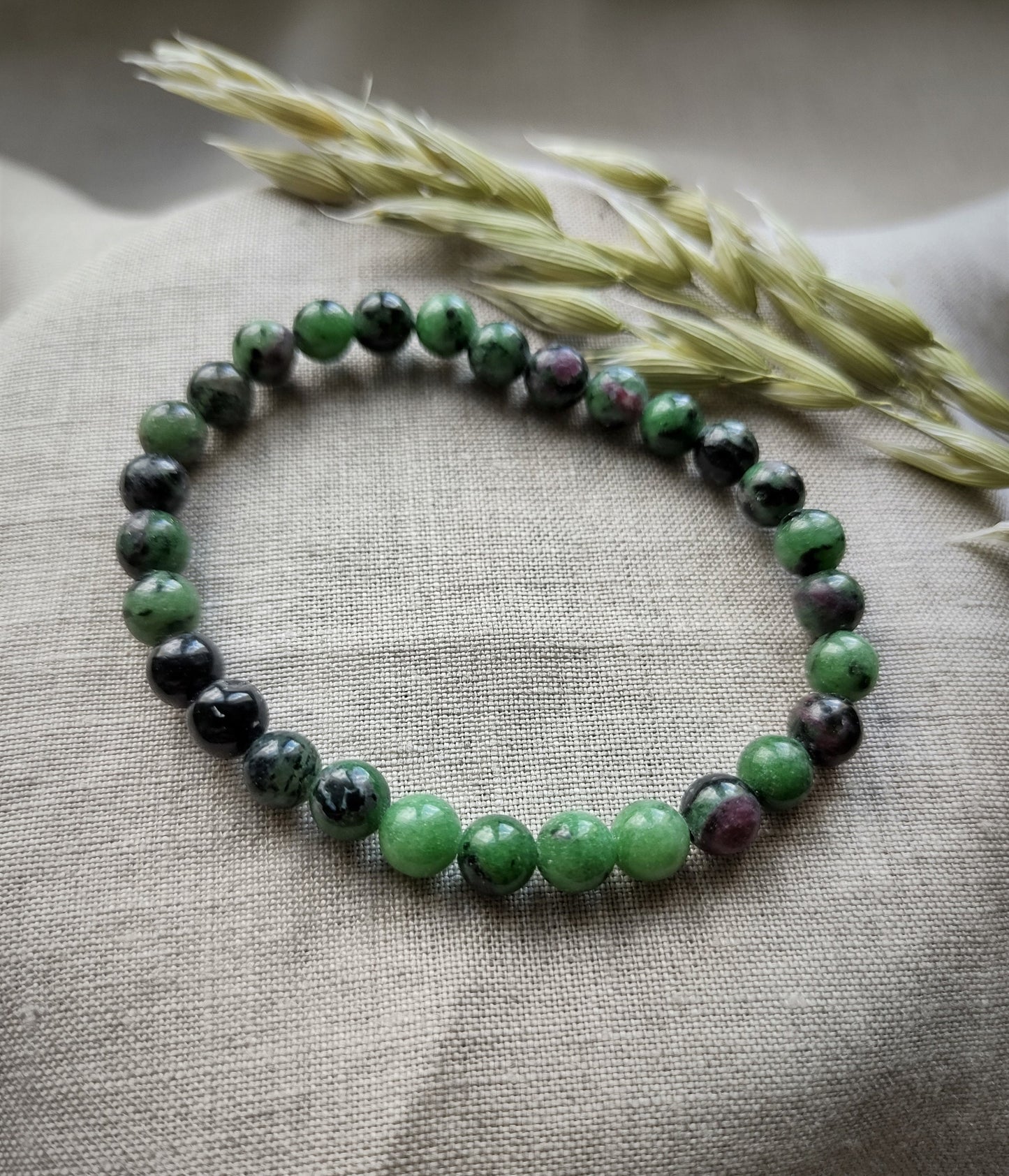 Rubis sur Zoïsite - Bracelet Boule 6mm