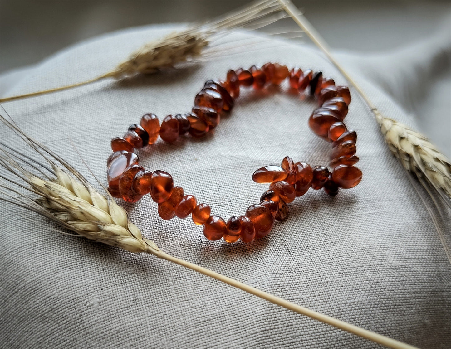 Grenat Hessonite - Bracelet Chips - Lithothérapie - Pierres Naturelles