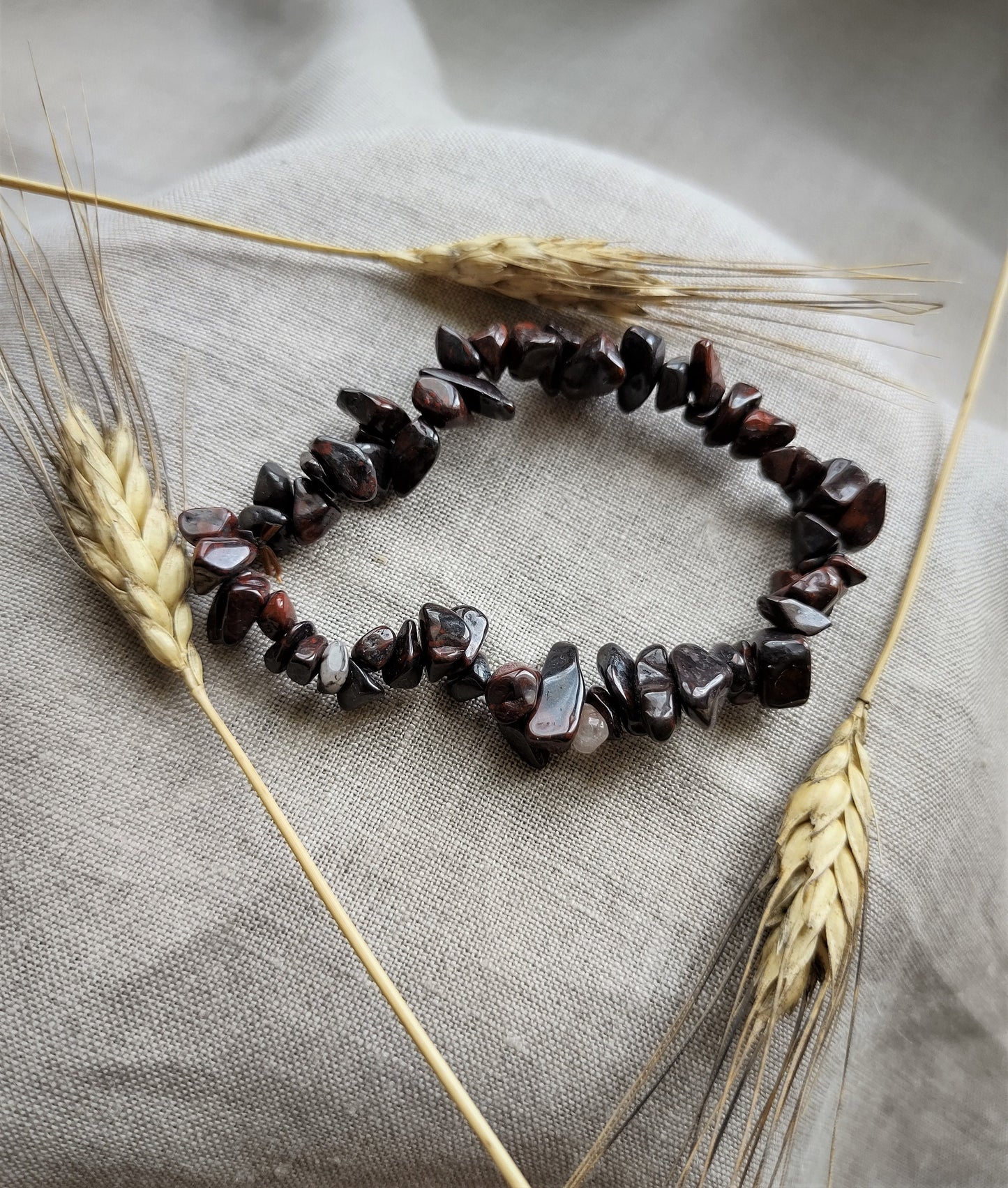 Œil de Taureau - Bracelet Chips - Lithothérapie - Pierres Naturelles