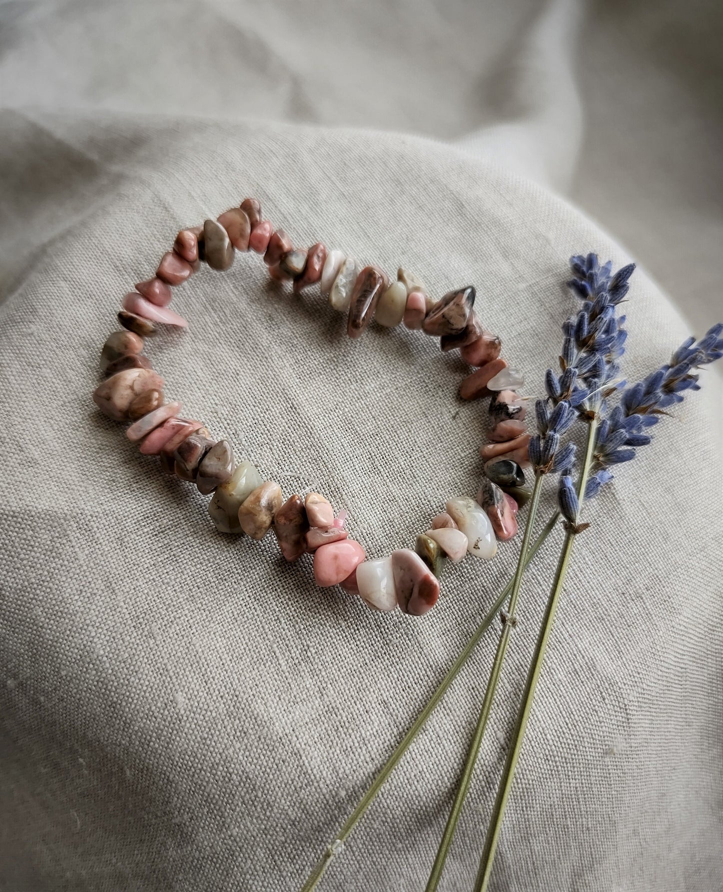 Rhodonite - Bracelet Chips - Lithothérapie - Pierres Naturelles