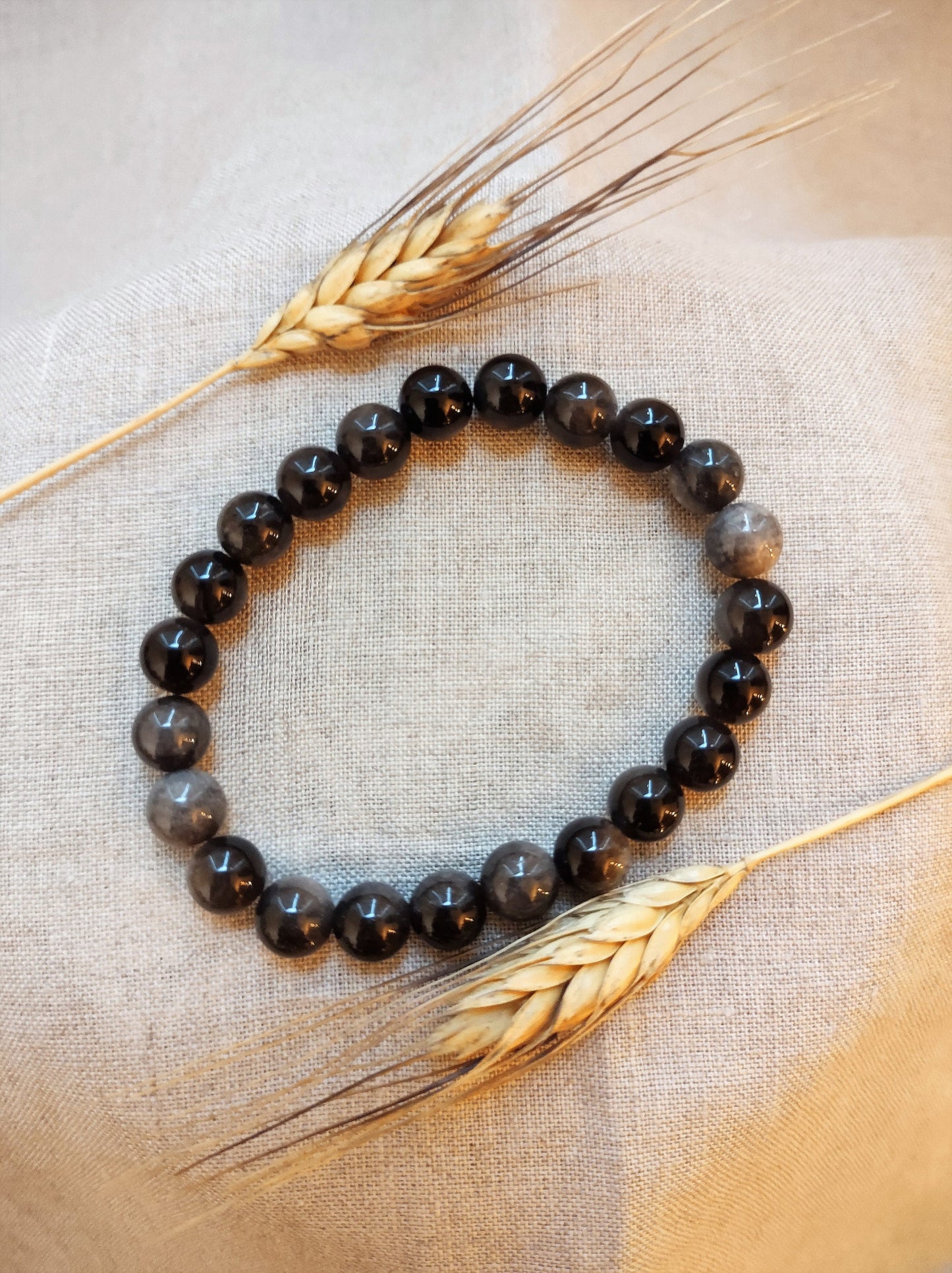 Obsidienne Argentée - Bracelet Boule 8mm