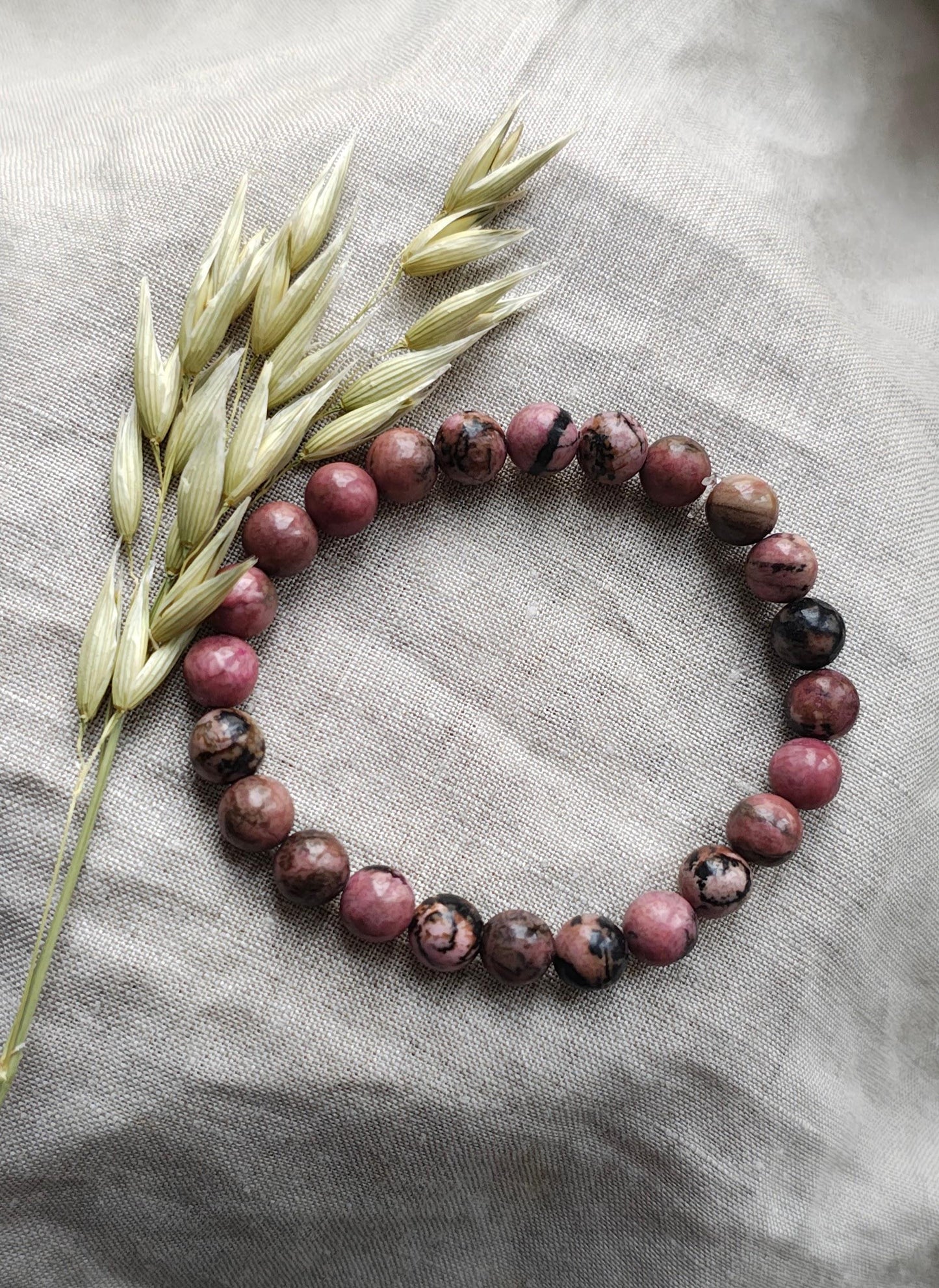 Rhodonite - Bracelet 8mm - Lithothérapie - Pierres Naturelles - Guérison - Amour - Compassion - Deuil - Instant présent - Apaisement