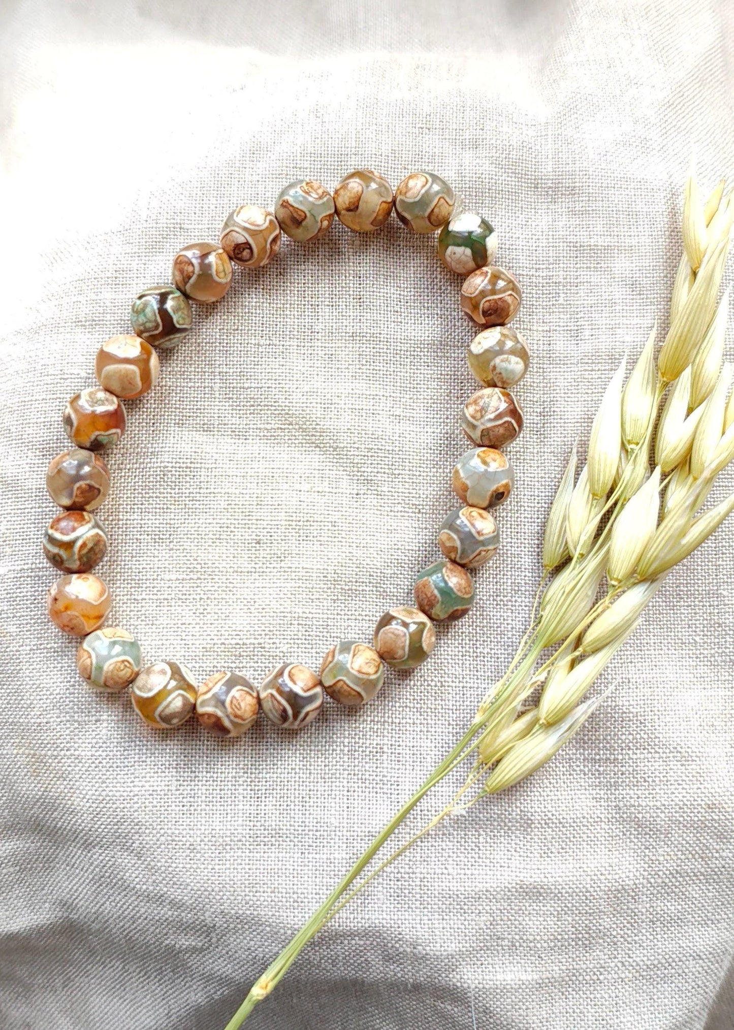 Agate Tibétaine - Bracelet 8mm - Lithothérapie - Pierres Naturelles