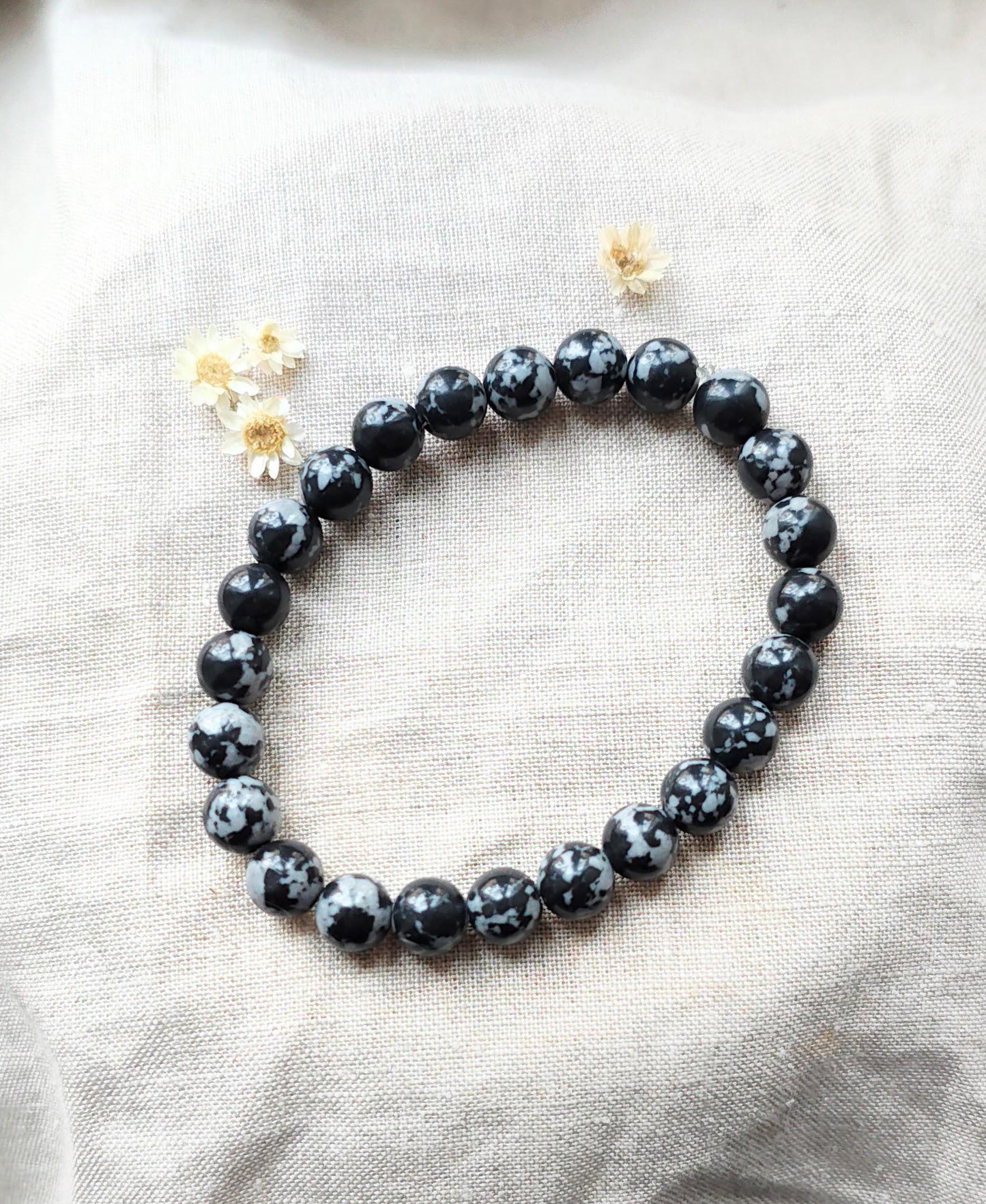 Obsidienne Neige - Bracelet 8mm - Lithothérapie - Pierres Naturelles