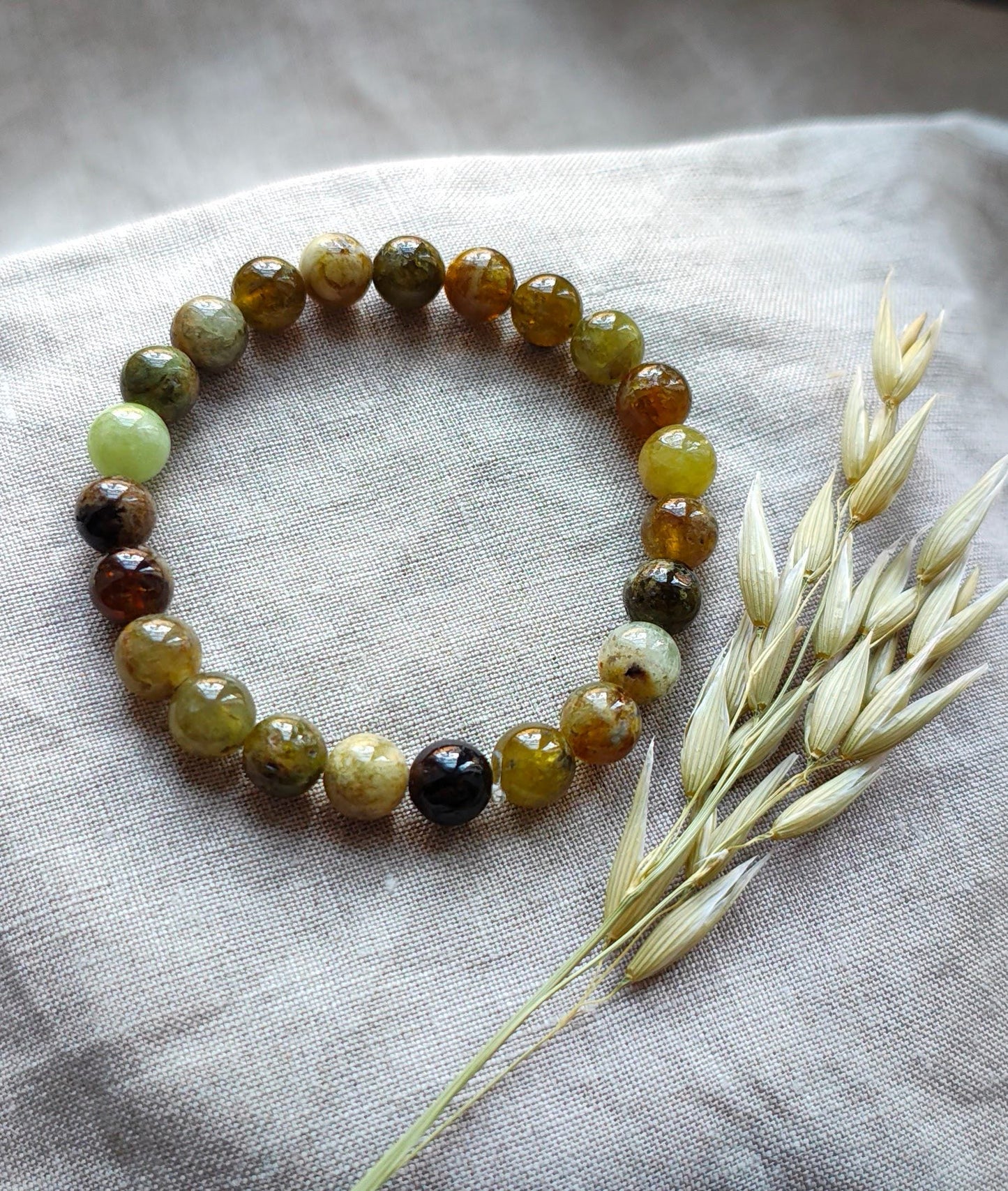 Grenat Grossulaire - Bracelet 8mm - Lithothérapie - Pierres Naturelles - Acceptation - Prospérité - Régénération - Croissance - Espoir