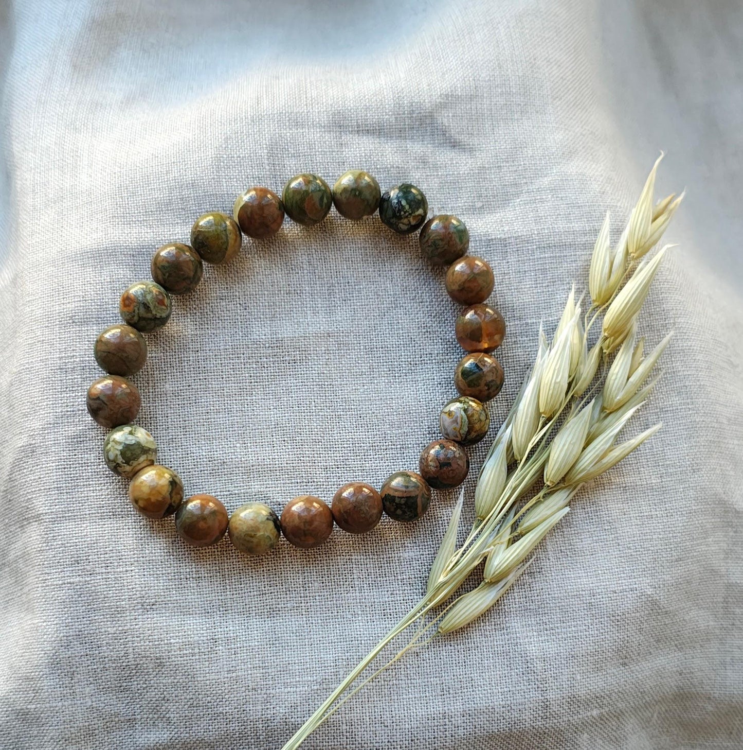 Rhyolite - Bracelet 8mm - Lithothérapie - Pierres Naturelles - Compréhension - Dynamisme - Transformation - Endurance - Réconfort - Présent