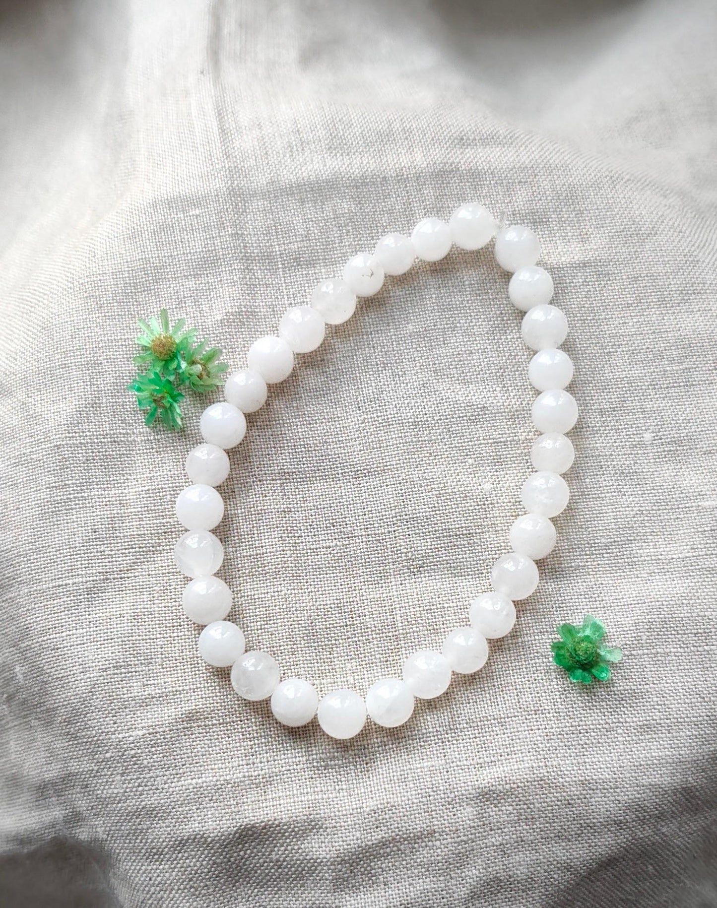 Jade Blanc - Bracelet 6mm - Lithothérapie - Pierres Naturelles - Sérénité - Harmonie - Communication - Liens - Apaisement - Bienveillance