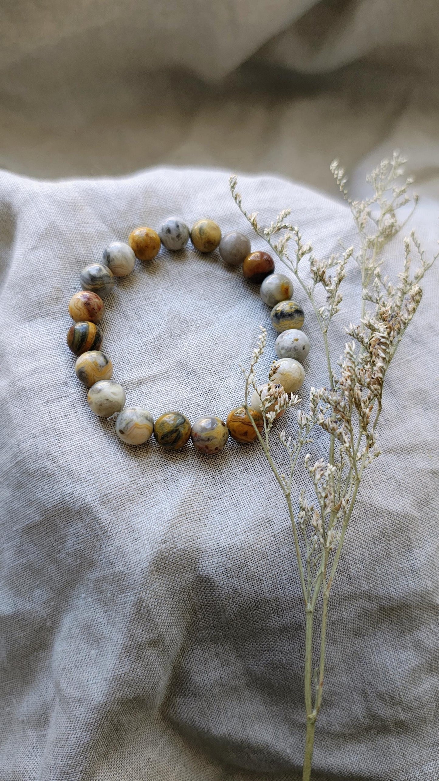 Agate Crazy Lace - Bracelet 8mm - Lithothérapie - Pierres Naturelles - Acceptation de soi - Confiance - Honnêteté - Positivité - Sécurité