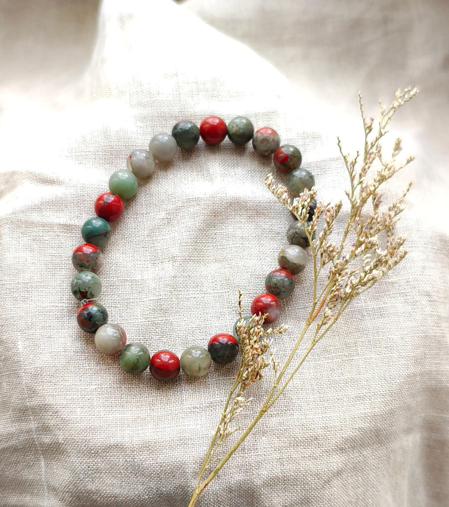 Jaspe Volcanique - Bracelet 8mm - Lithothérapie - Pierres Naturelles - Capacités - Sensibilité - Décision - Force - Courage - Flexibilité