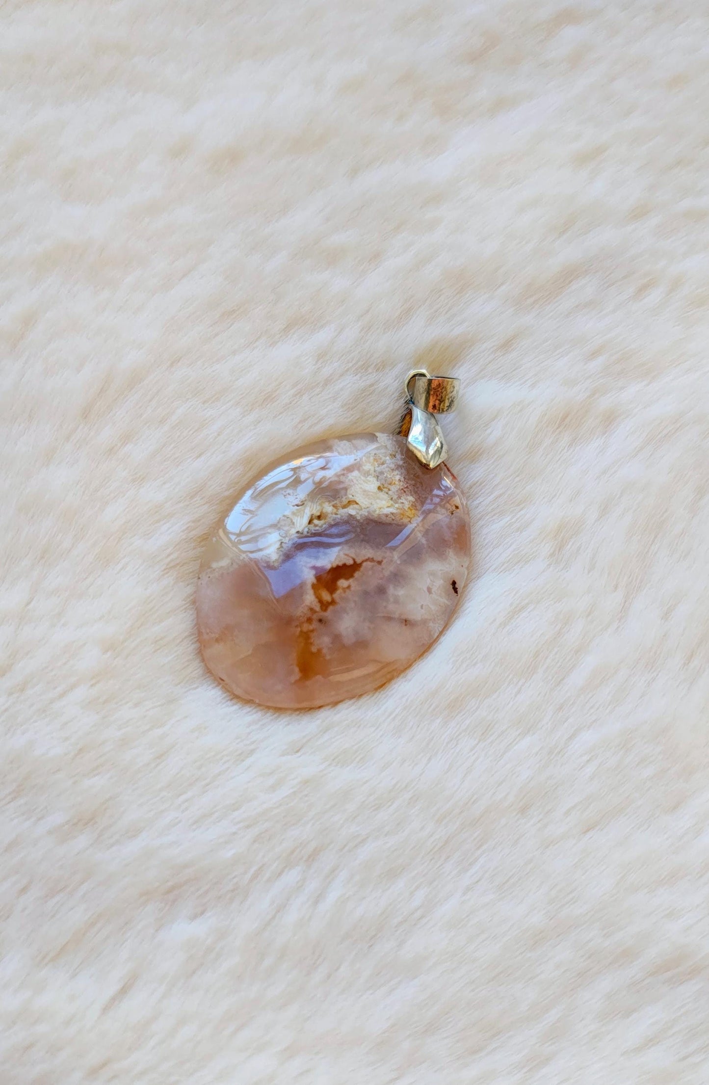 Agate Fleur de Cerisier - Pendentif - Lithothérapie - Pierres Naturelles - Epanouissement - Renaissance - Sérénité - Lâcher-Prise - Modèle C