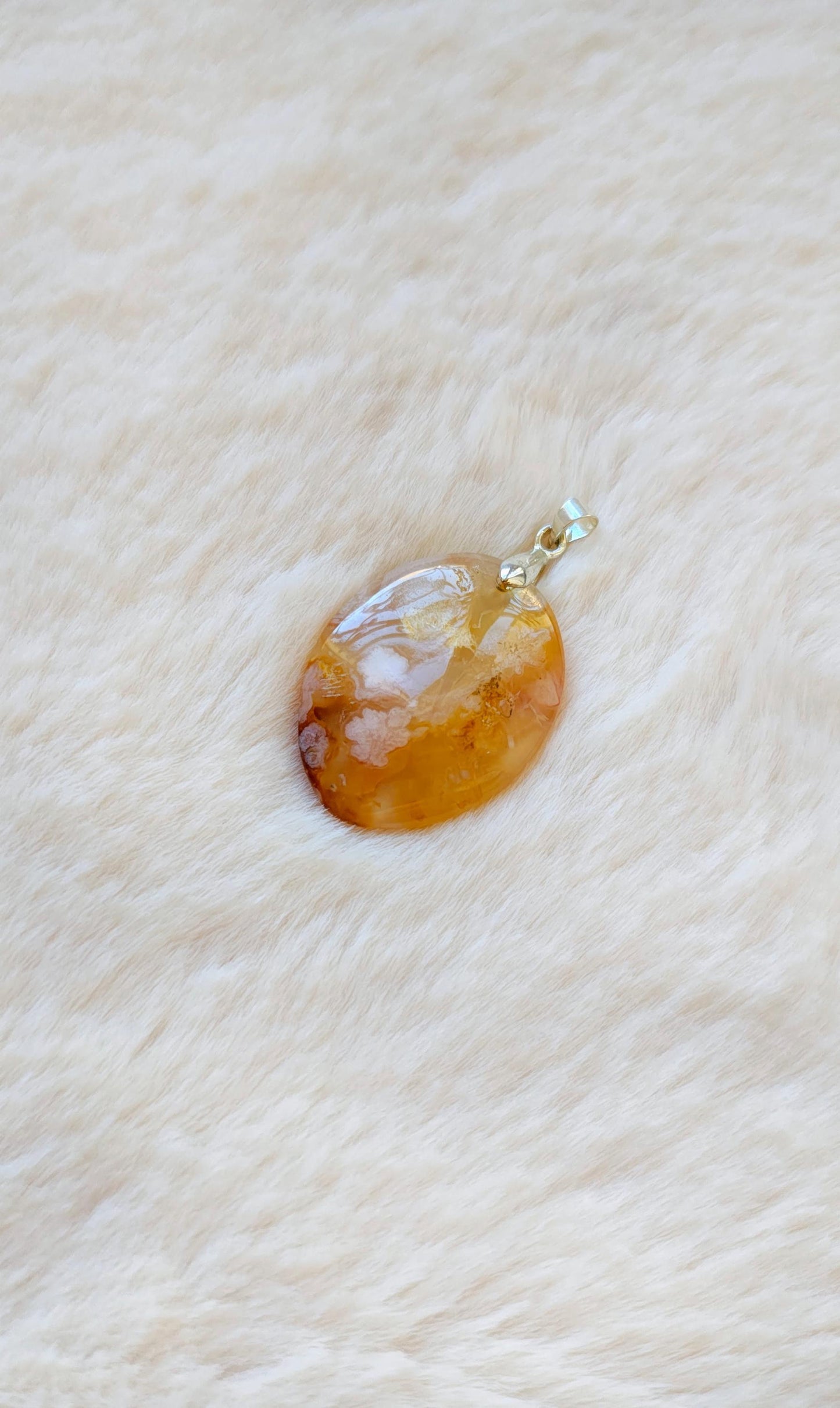 Agate Fleur de Cerisier - Pendentif - Lithothérapie - Pierres Naturelles - Epanouissement - Renaissance - Sérénité - Lâcher-Prise - Modèle D