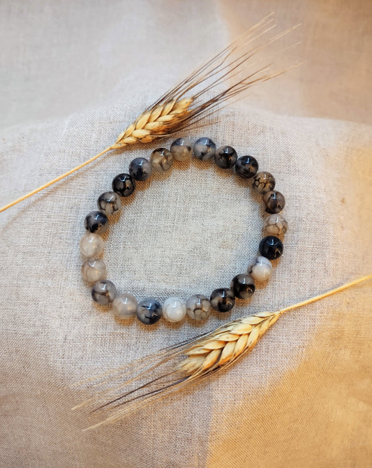 Agate Dragon - Bracelet Boule 8mm