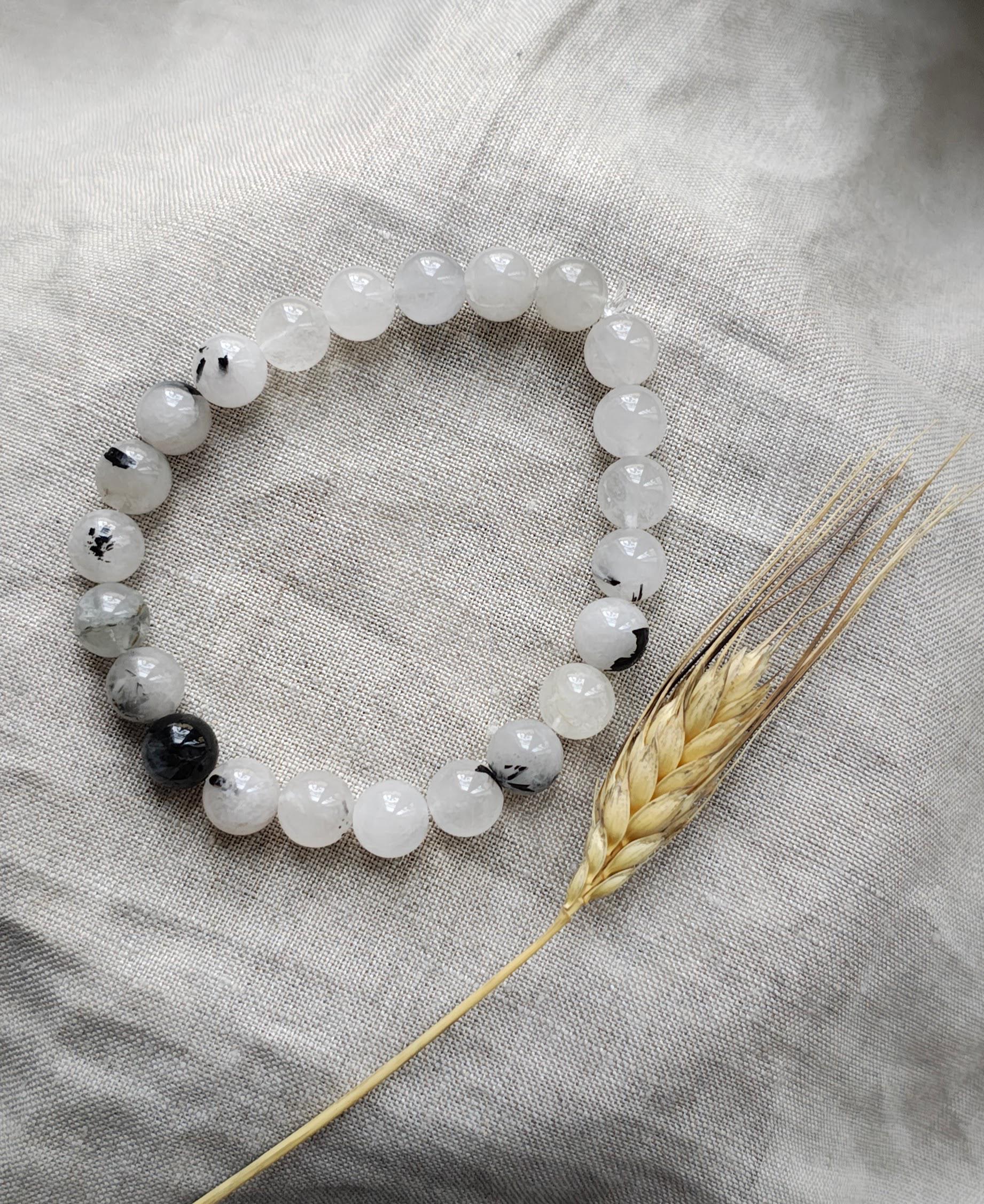 Quartz Tourmaline - Bracelet 8mm - Lithothérapie - Pierres Naturelles - Purification, Protection - Ancrage - Encouragements - Libération