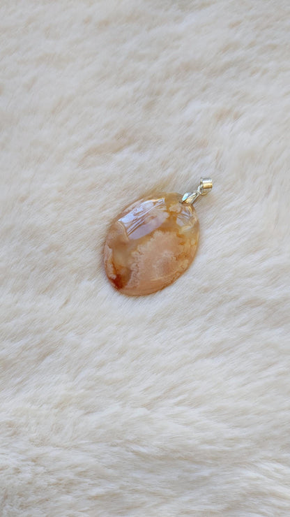 Agate Fleur de Cerisier - Pendentif - Lithothérapie - Pierres Naturelles - Epanouissement - Renaissance - Sérénité - Lâcher-Prise - Modèle B