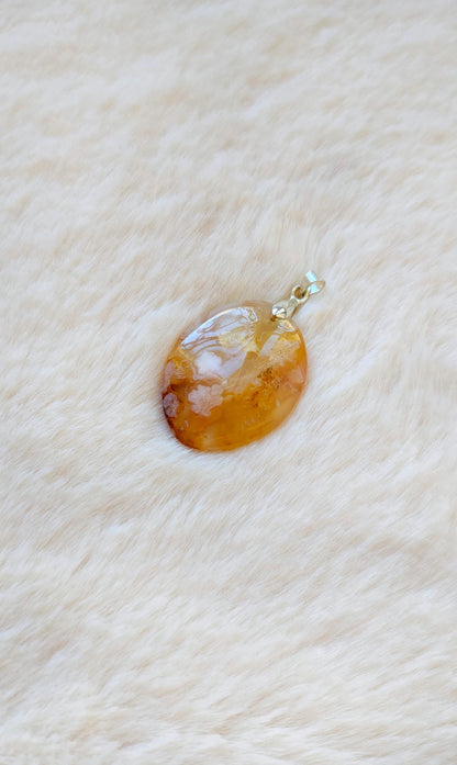 Agate Fleur de Cerisier - Pendentif - Lithothérapie - Pierres Naturelles - Epanouissement - Renaissance - Sérénité - Lâcher-Prise - Modèle D